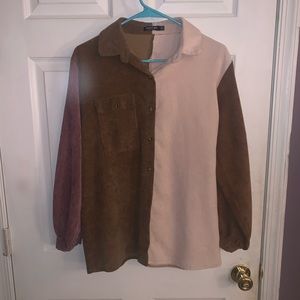 Nasty Gal Multi colored corduroy button up.